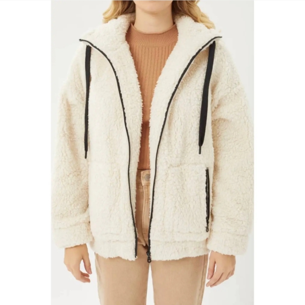 Aerie Offline sherpa teddy hoodie jacket sweatshirt oversized zip up XS